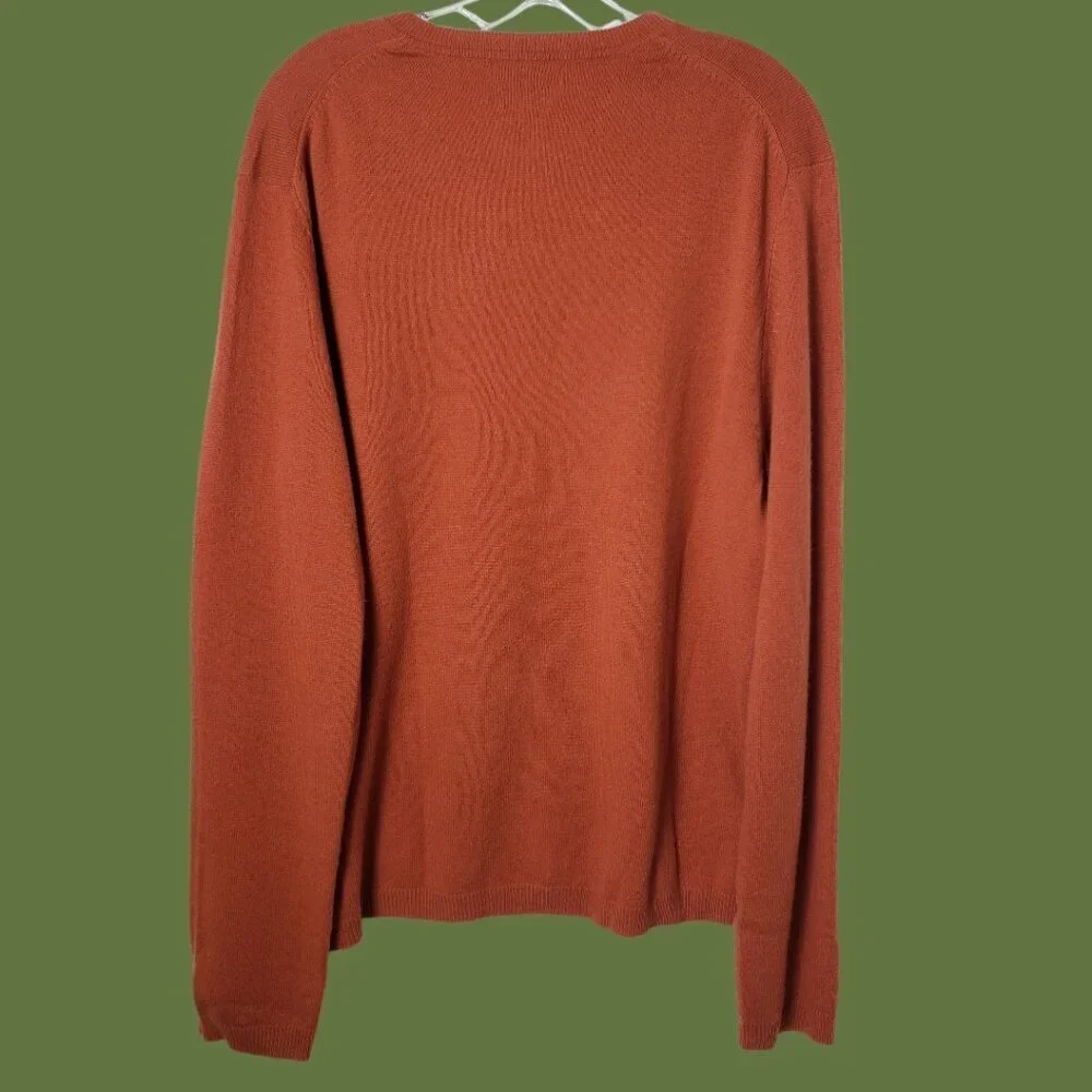 Banana Republic Mens 100% Cashmere V-Neck Sweater rust Orange Large